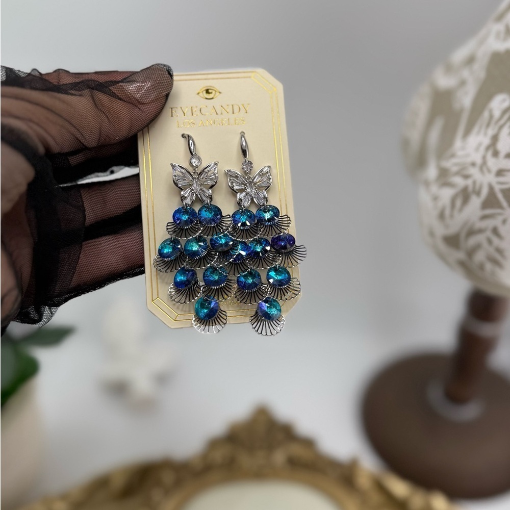 EyeCandy Los Angeles Statement Butterfly Earrings - Picture 8 of 9